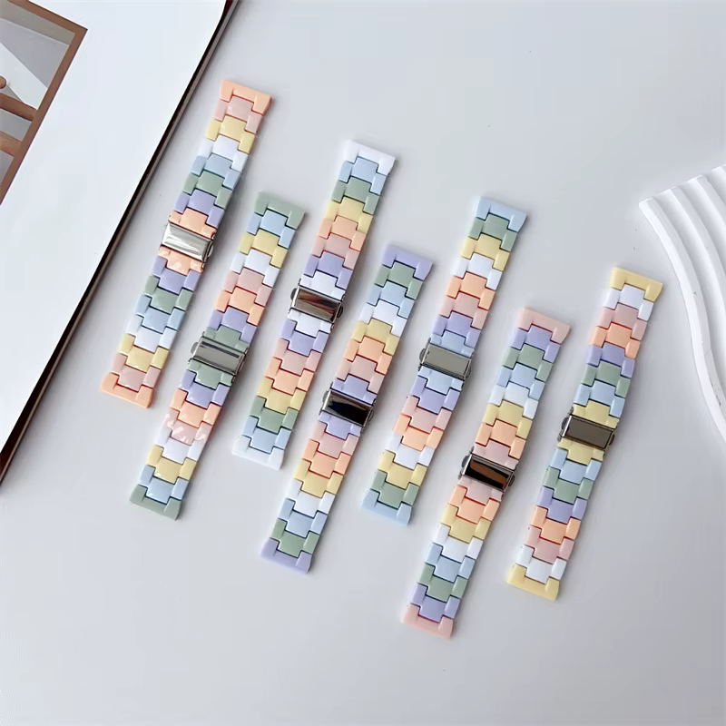 Bracelet en résine arc-en-ciel pour Xiaomi band 8 9 10 pro