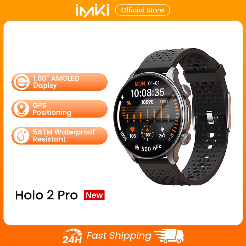IMIKI HOLO 2 Pro 1.6 "AMOLED HD affichage Smartwatch 5ATM étanche GPS Bluetooth appels téléphoniques ultra-mince sport montres intelligentes