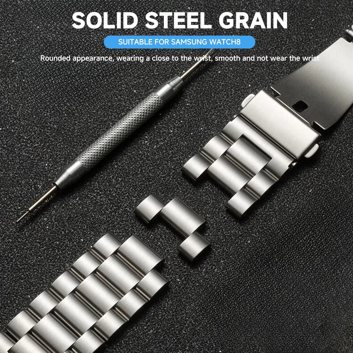 Bracelet en acier inoxydable pour Samsung Galaxy Watch8 40mm 44mm 8 bandes classiques