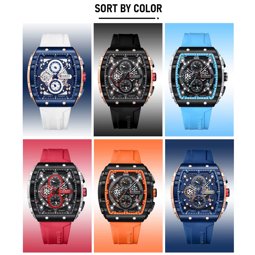 CURREN Top marque hommes montres de luxe carré Quartz montre-bracelet étanche lumineux chronographe montre