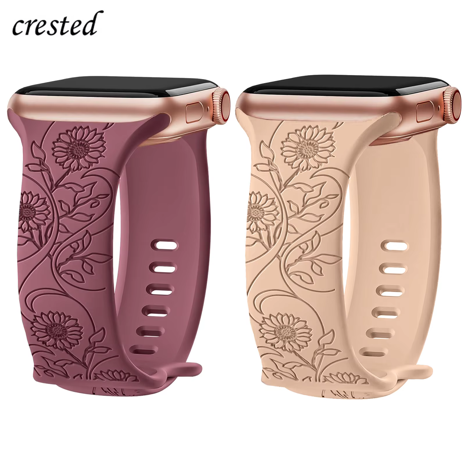 Bracelet gravé Floral pour Apple Watch 11 10