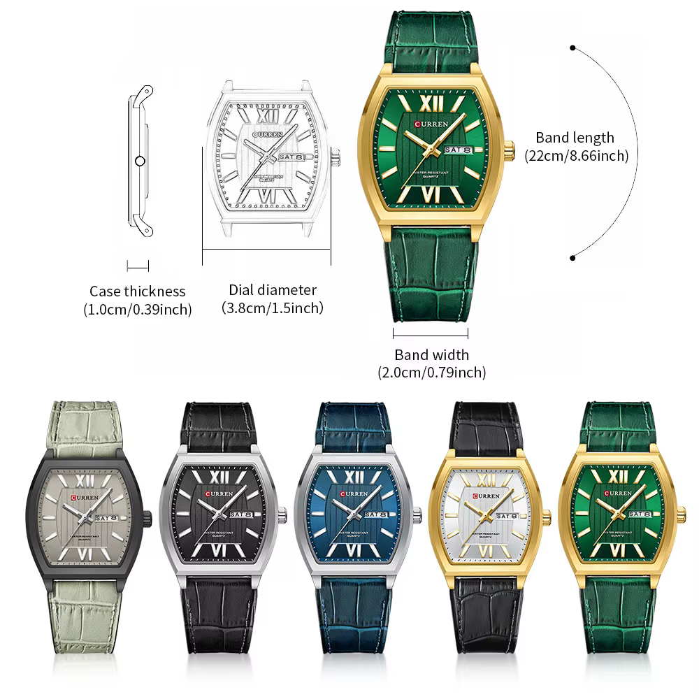 Montre pour homme CURREN au design minimaliste moderne avec jour et date