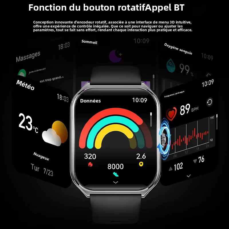Montre connectée ultra-fine pour hommes et femmes