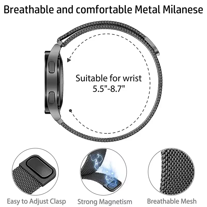 Bracelet à boucle milanaise magnétique