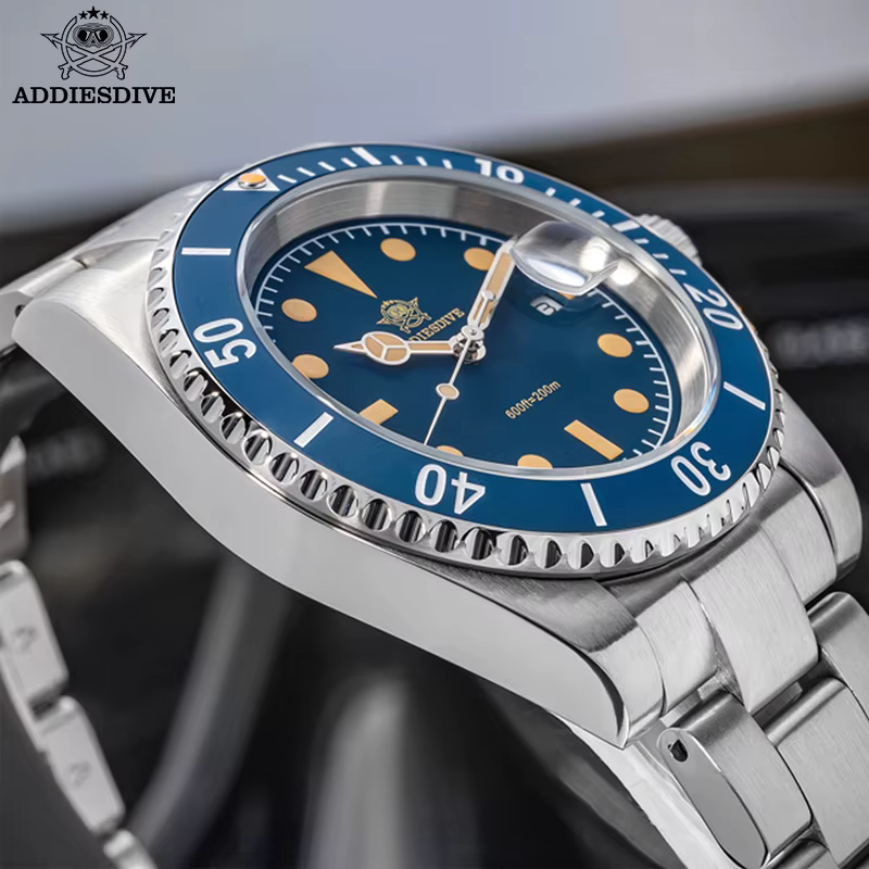 ADDIESDIVE montre de luxe pour hommes 2115 mouvement à Quartz montres de plongée de mode lunette en céramique 200m étanche rétro montre-bracelet lumineuse