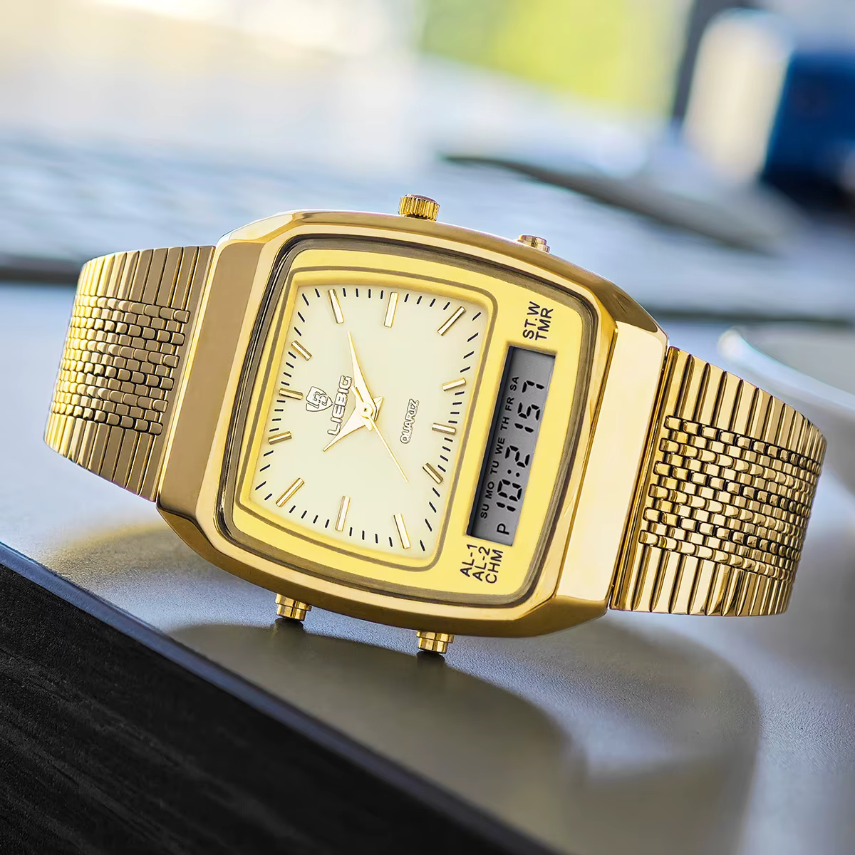 Montres à quartz LIEBIG de luxe à double affichage pour hommes et femmes