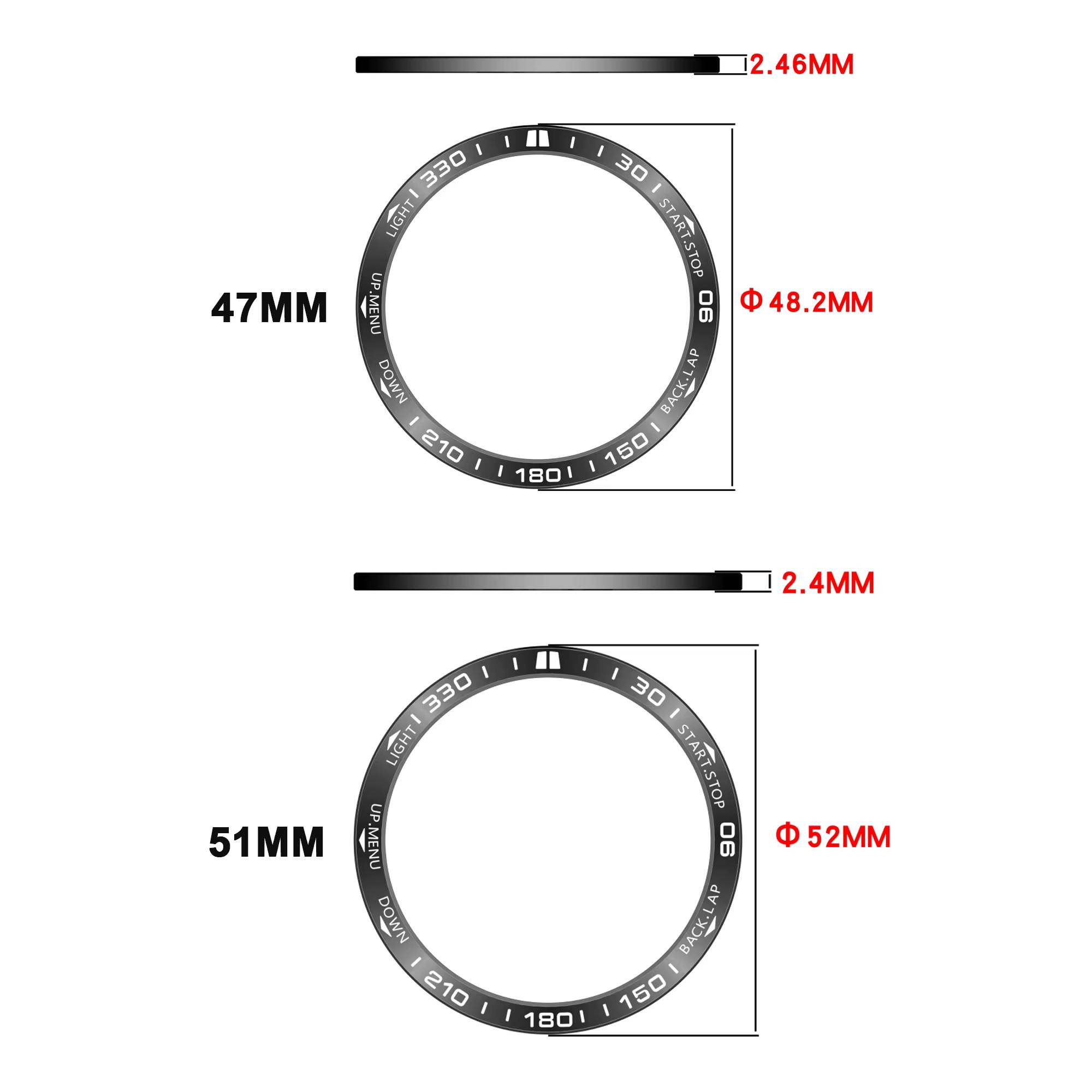 Bague de protection en métal pour montre connectée Garmin Fenix 8 AMOLED 47MM 51MM