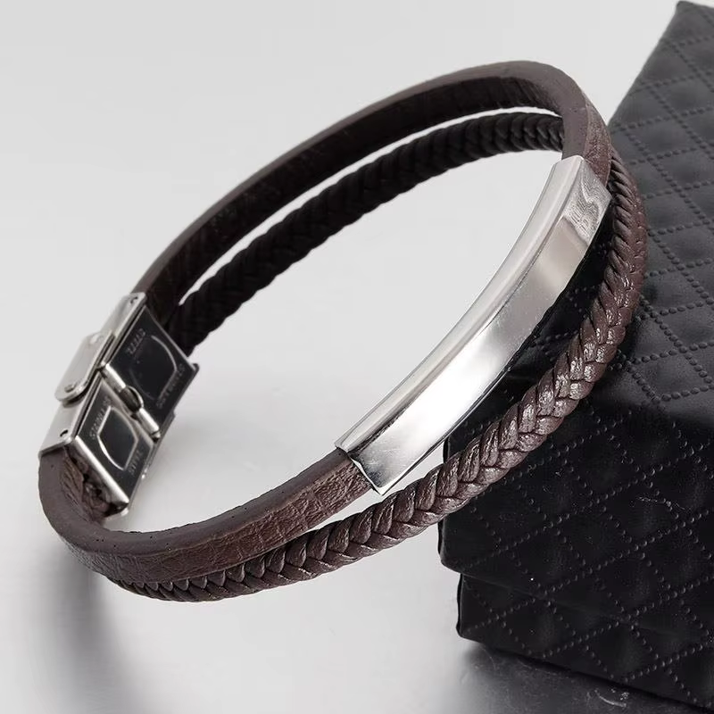 Bracelet multicouche en cuir pour hommes