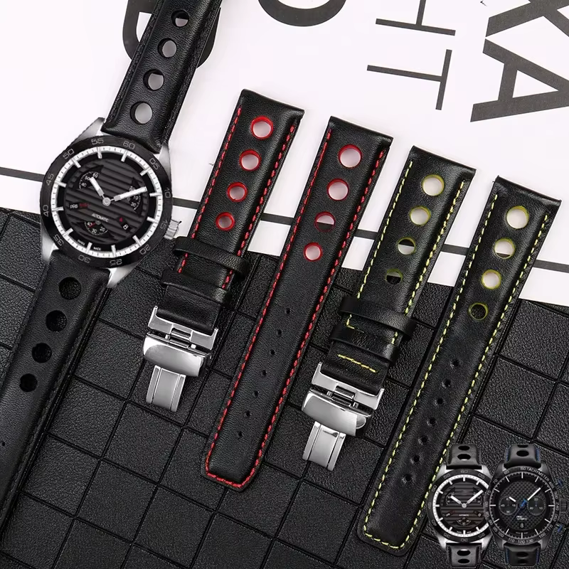 Pour 1853 Tissot T91 Racing Sports Series PRS516 T044 Bracelet en cuir véritable avec boucle papillon