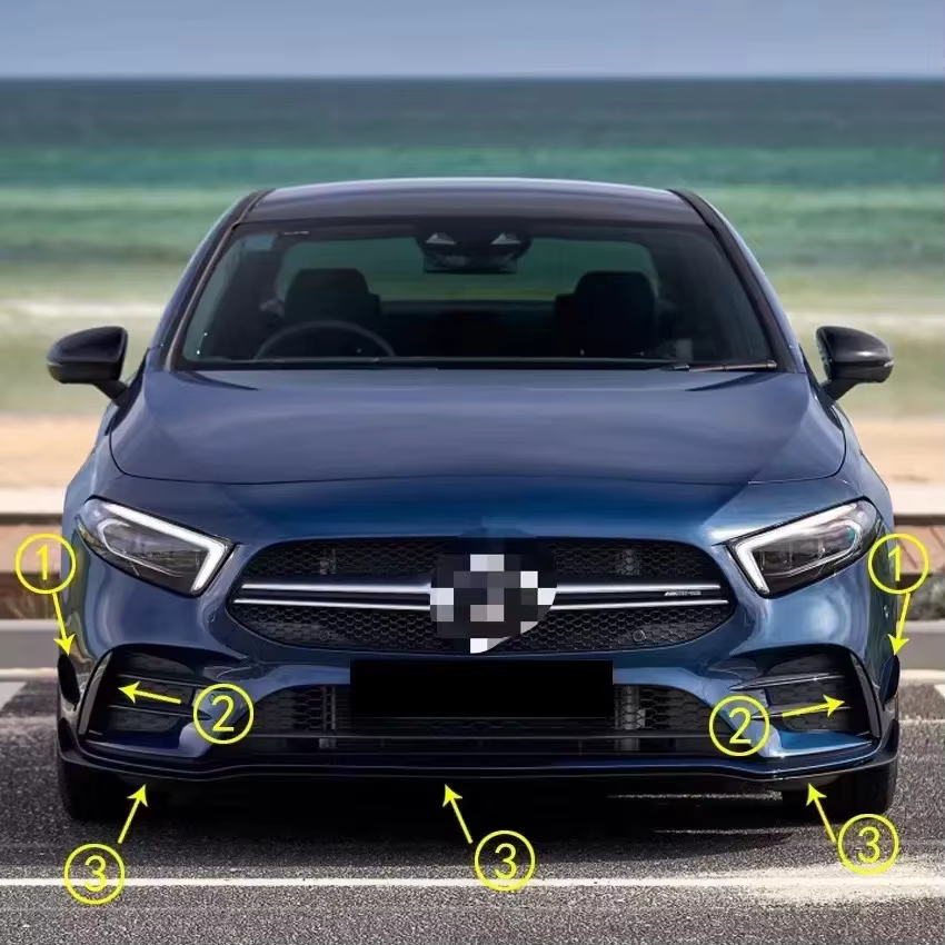 Pare-chocs avant pour Mercedes Benz Classe A W177, A180, A200, A250, A35, A35L, 2022, 2023, Aero Spomicrophone Splitter, Analyste de batterie, Accessoires