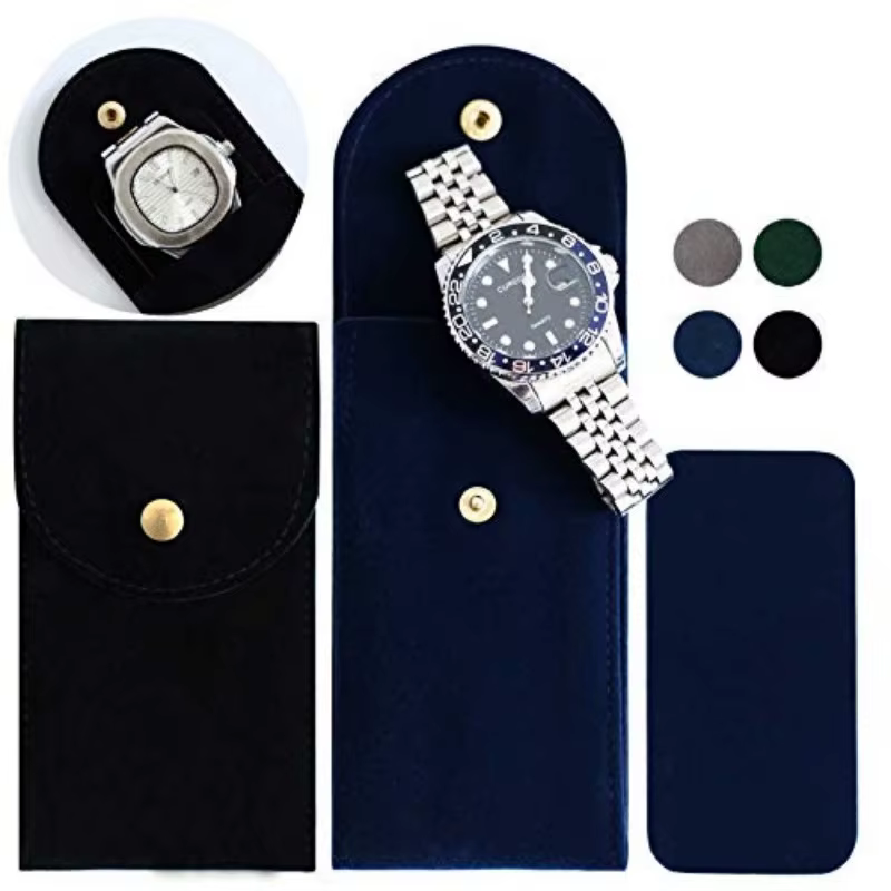 Pochette de rangement portable en tissu flanelle pour montre