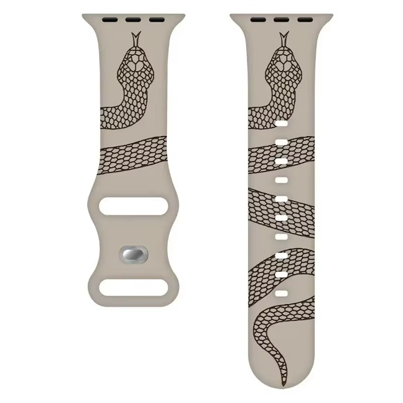 Nouveau bracelet en Silicone serpent gravé pour Apple Watch 42mm 46mm 49mm 41 45 40 38
