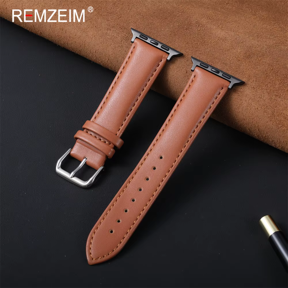 Bracelet en cuir PU pour homme, usage quotidien, pour iWatch 38-49 mm, bracelet de montre unisexe pour Apple Watch Series 1-11 Ultra SE