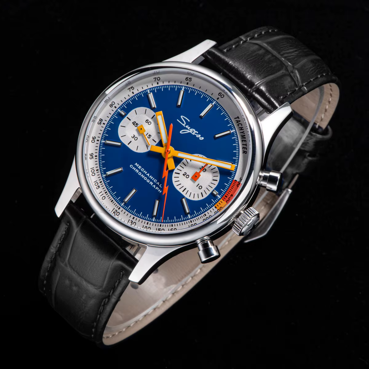 Sugess Nouvelle Montre Business Mécanique Chronographe ST1901 avec Mouvement Col de Cygne Original