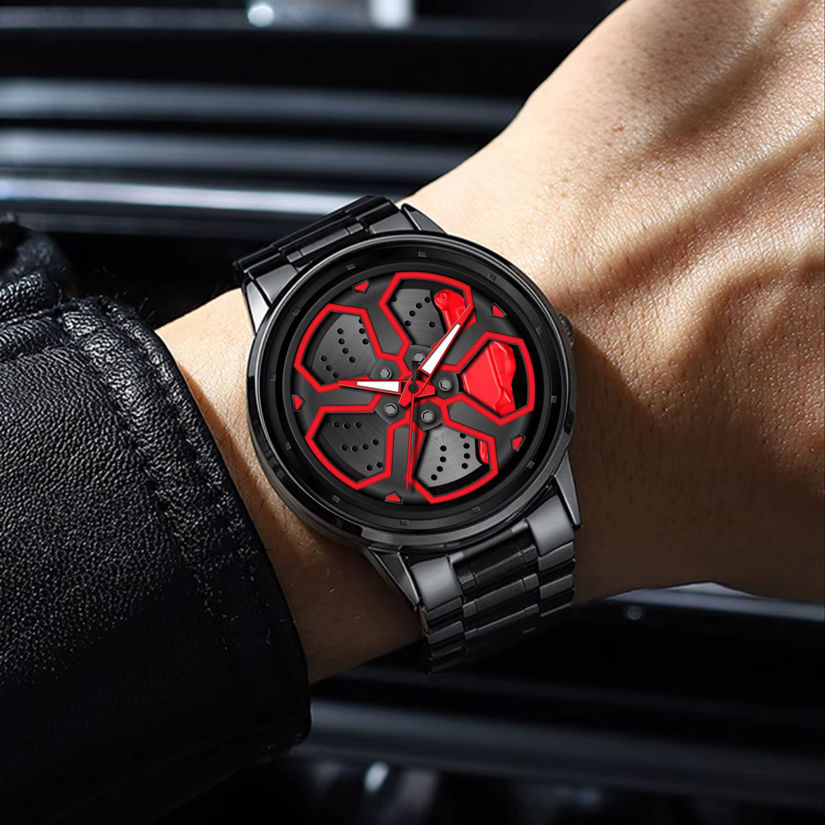 VA VA VOOM marque hommes roue créative platine montre en acier inoxydable noir mouvement à Quartz 42mm étanche sport cadeau montre-bracelet