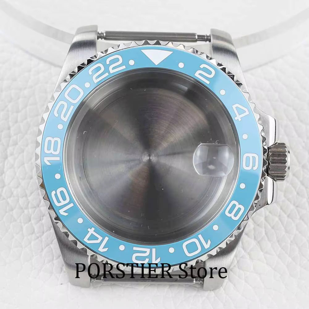 Boîtier de montre à lunette en céramique bleu glacier
