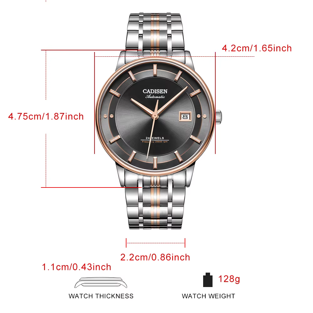 CADISEN – montre-bracelet automatique mécanique Ultra-mince pour hommes