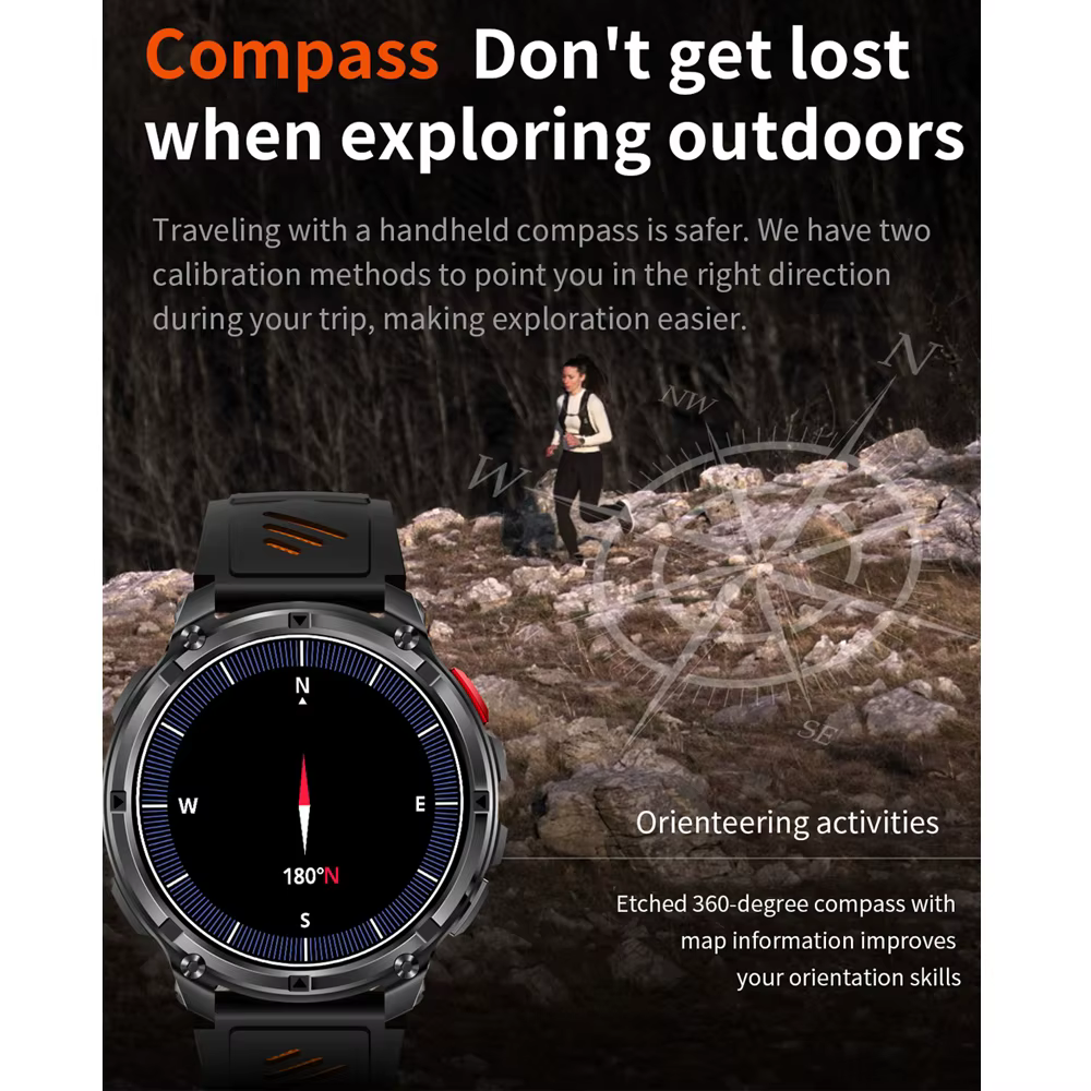 2026 nouveau T-Rex3 Pro 1100mAh batterie montre intelligente GPS chemin 5ATM étanche sport course tracker extérieur boussole militaire Smartwatch