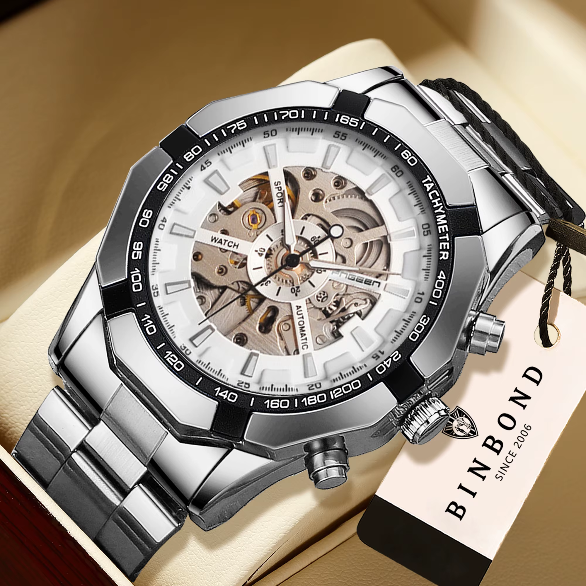 Montre automatique squelette pour homme BINBOND
