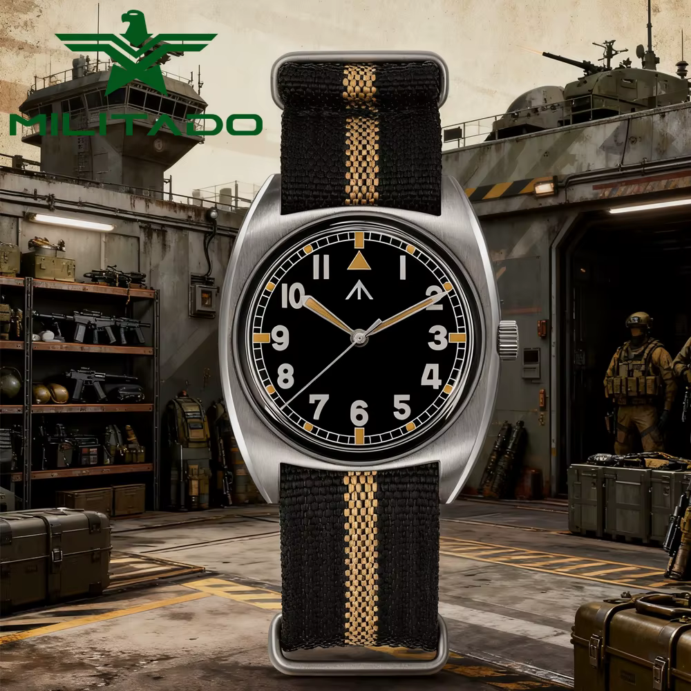 Militado ML17 hommes montres militaires mis5 Super 2035/GL12 mouvement à Quartz montre Luminova 100m montre-bracelet étanche boîte-cadeau