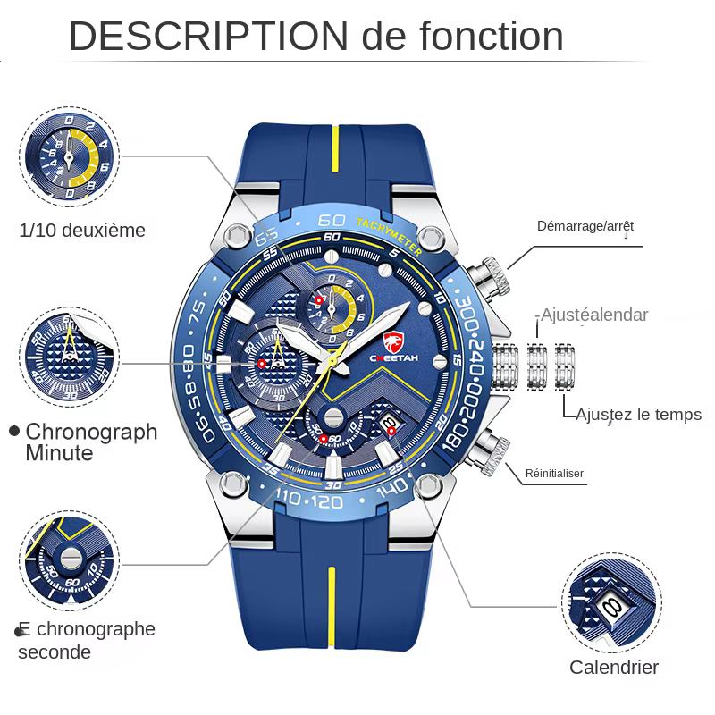 CHEETAH nouvelles montres hommes marque de luxe grand cadran montre