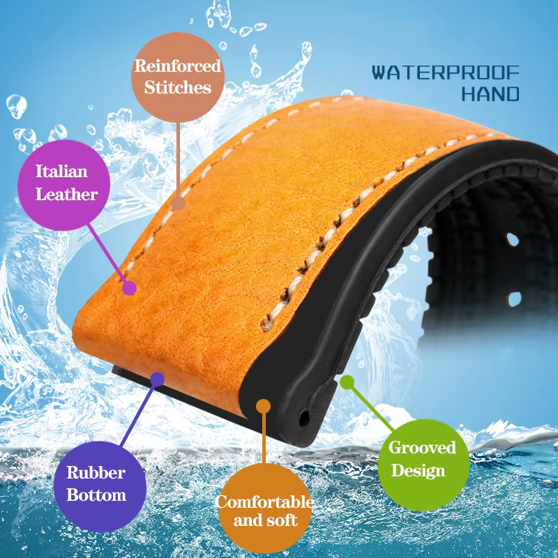 Bracelet de montre en cuir italien et Silicone