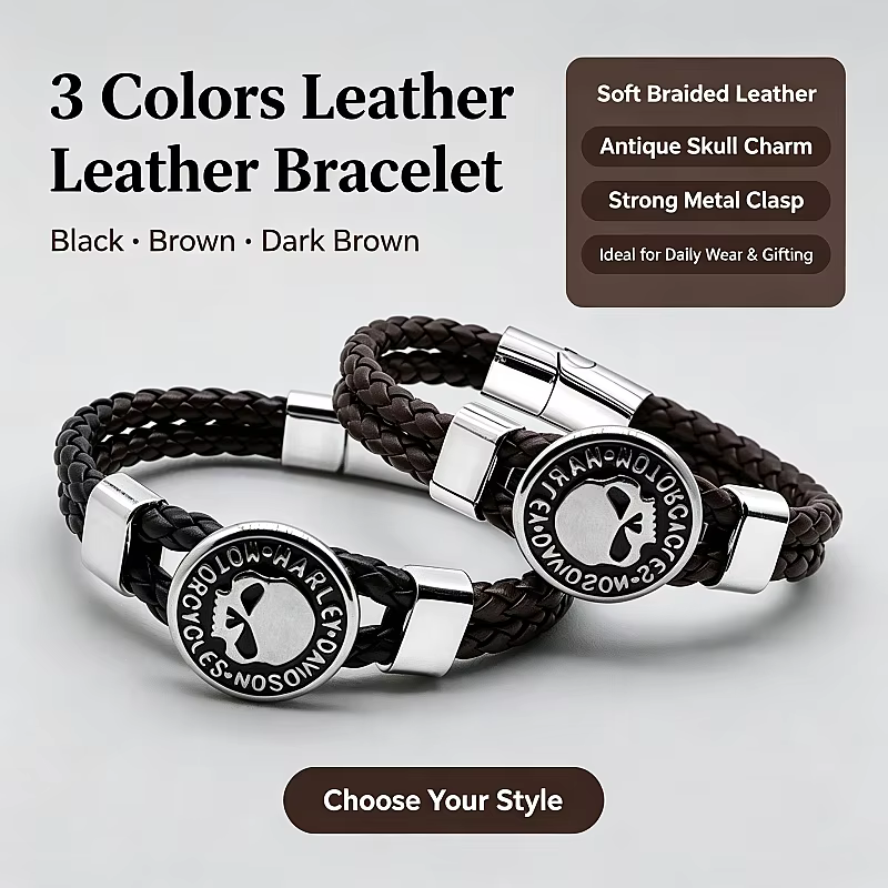 Accessoires de style pour moto Harley Davidson, bracelets vikings tressés en cuir pour hommes et garçons, bracelets vintage