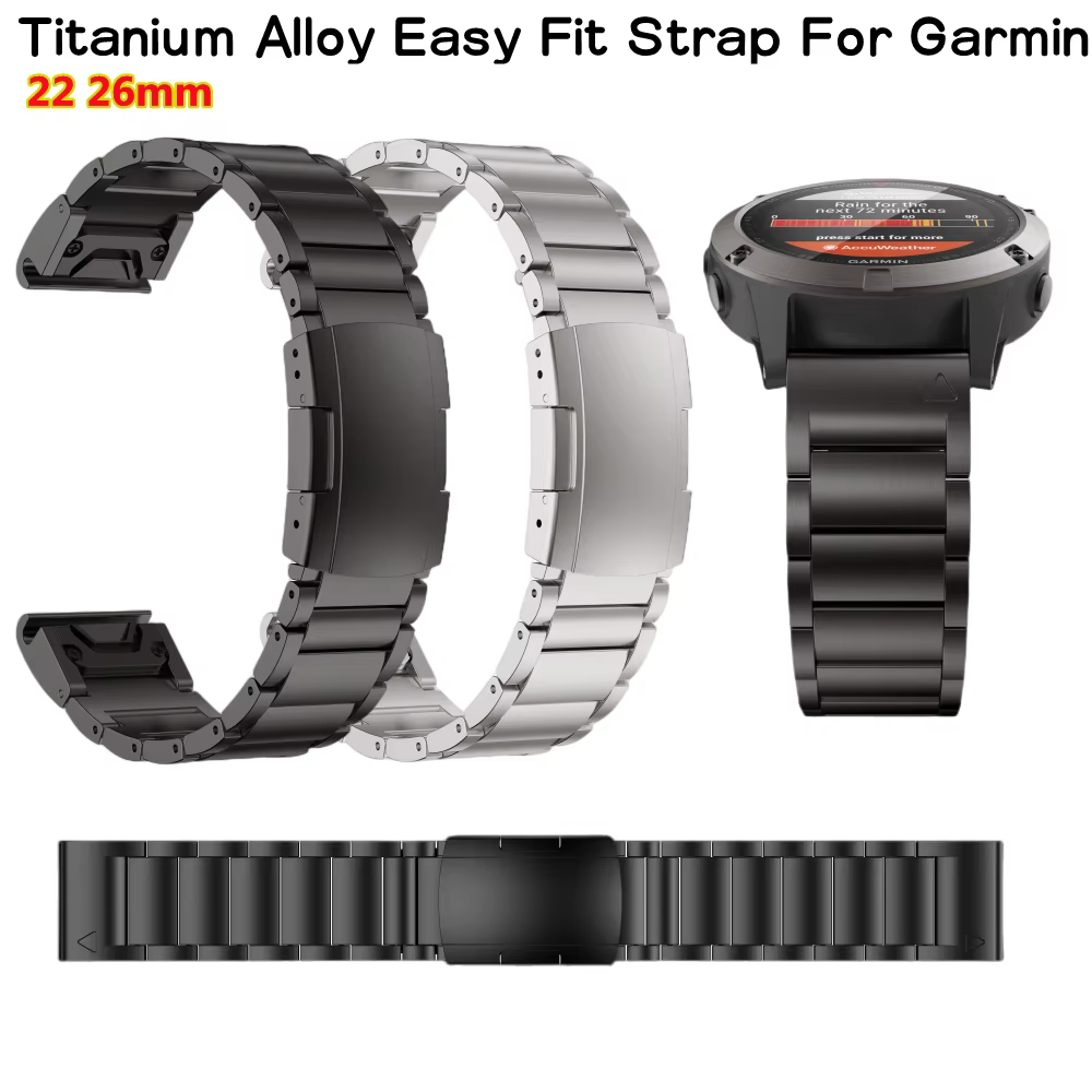 Garmin 22 26mm alliage de titane Bracelet de montre à dégagement rapide pour Fenix5 5XPlus 6 6XPro 7Pro 7XPro