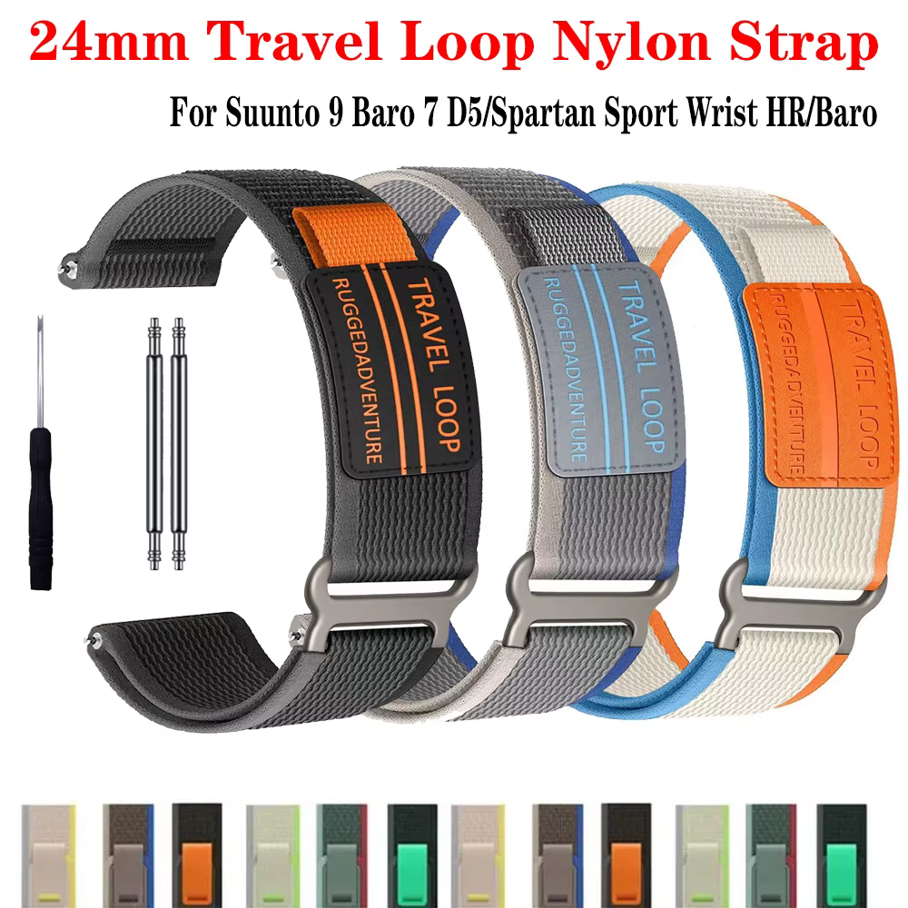 Bracelet en Nylon à boucle de voyage de 24mm pour Suunto 9 7 Baro/Suunto D5 Spartan Sport poignet HR/Baro montre intelligente bande remplaçable ceintures Correa