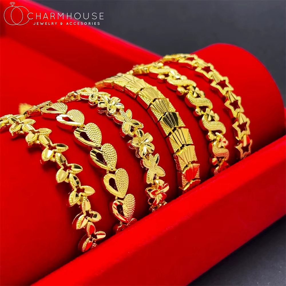 Bracelets de main en or pour femmes, bracelet de poignet de luxe, bijoux en or de Dubaï, cadeaux de bracelet, documents, étoiles, couronne, bouton de manchette, haute qualité