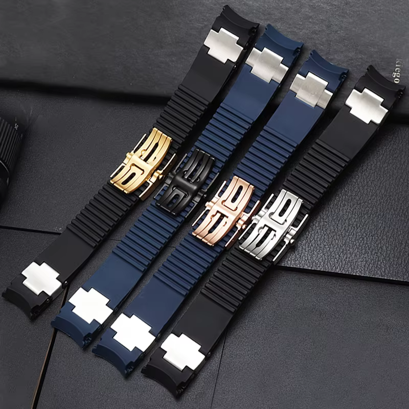 Bracelet de montre en caoutchouc de silicone à extrémité incurvée pour Ulysse