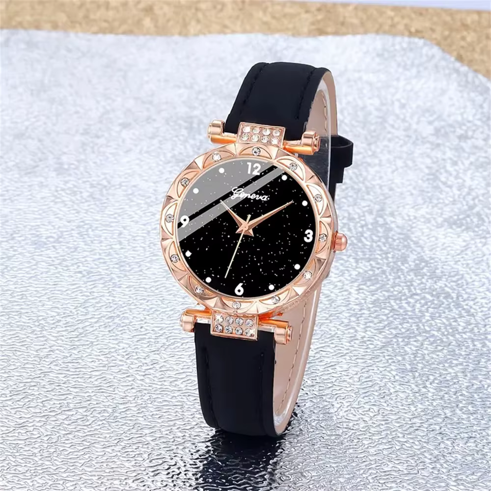 Montres pour femmes 5 pièces ensemble de luxe strass