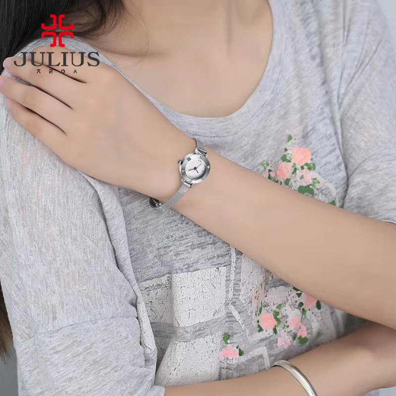 Petite montre pour femme Julius Lady strass scintillants japon Quartz heures de mode chaîne en acier Mini Bracelet horloge pour fille cadeau sans boîte