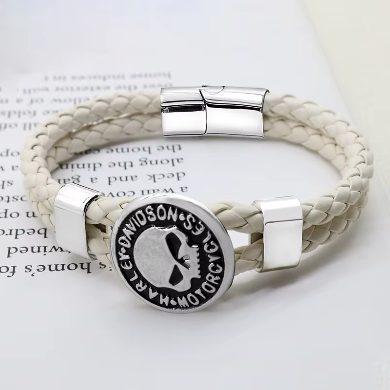 Accessoires de style pour moto Harley Davidson, bracelets vikings tressés en cuir pour hommes et garçons, bracelets vintage