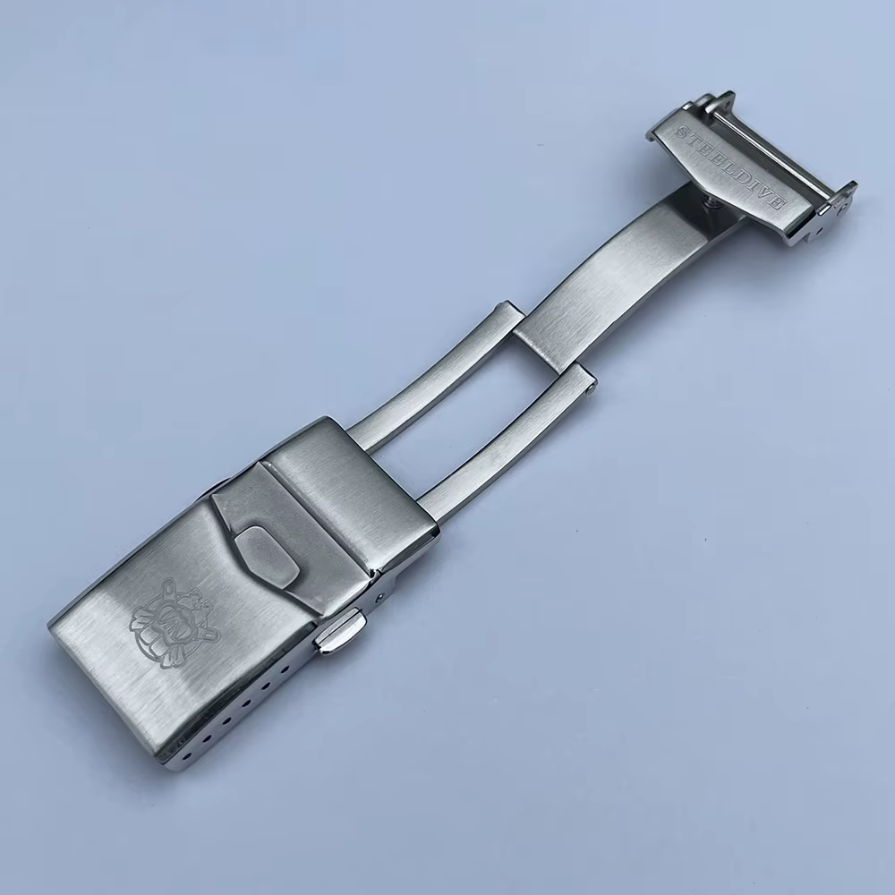 STEELDIVE SD1970 Bracelet de remplacement de montre de plongée automatique tortue 20MM boucle entièrement brossée signée fermoir pliant avec sécurité