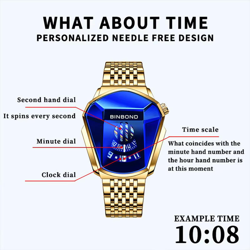 BINBOND marque mode hommes montre grande