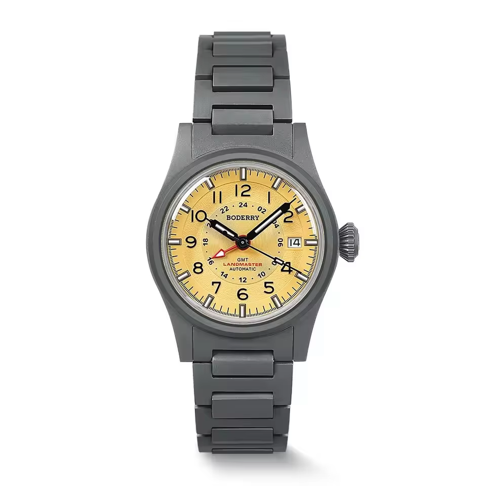 BODERRY hommes montre automatique 38MM Pliot titane mécanique montre-bracelet plongeur 10Bar étanche saphir lumineux mis5 9075