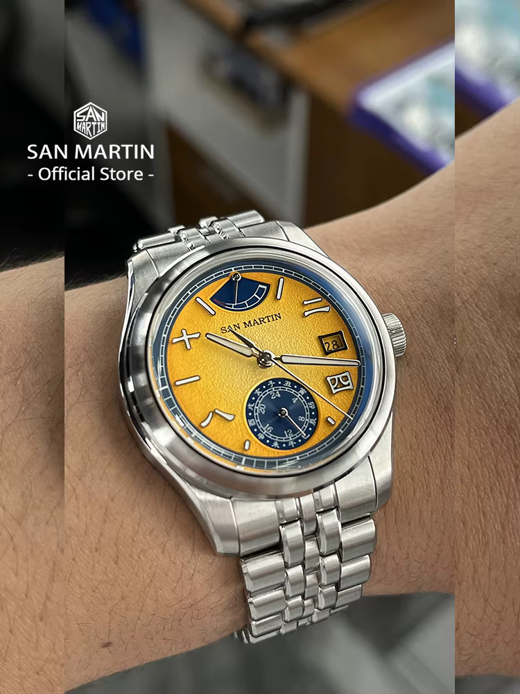 San Martin 39mm mis5 9132 affichage de réserve de marche hommes montre de Sport de luxe automatique mécanique étanche conception originale SN0144