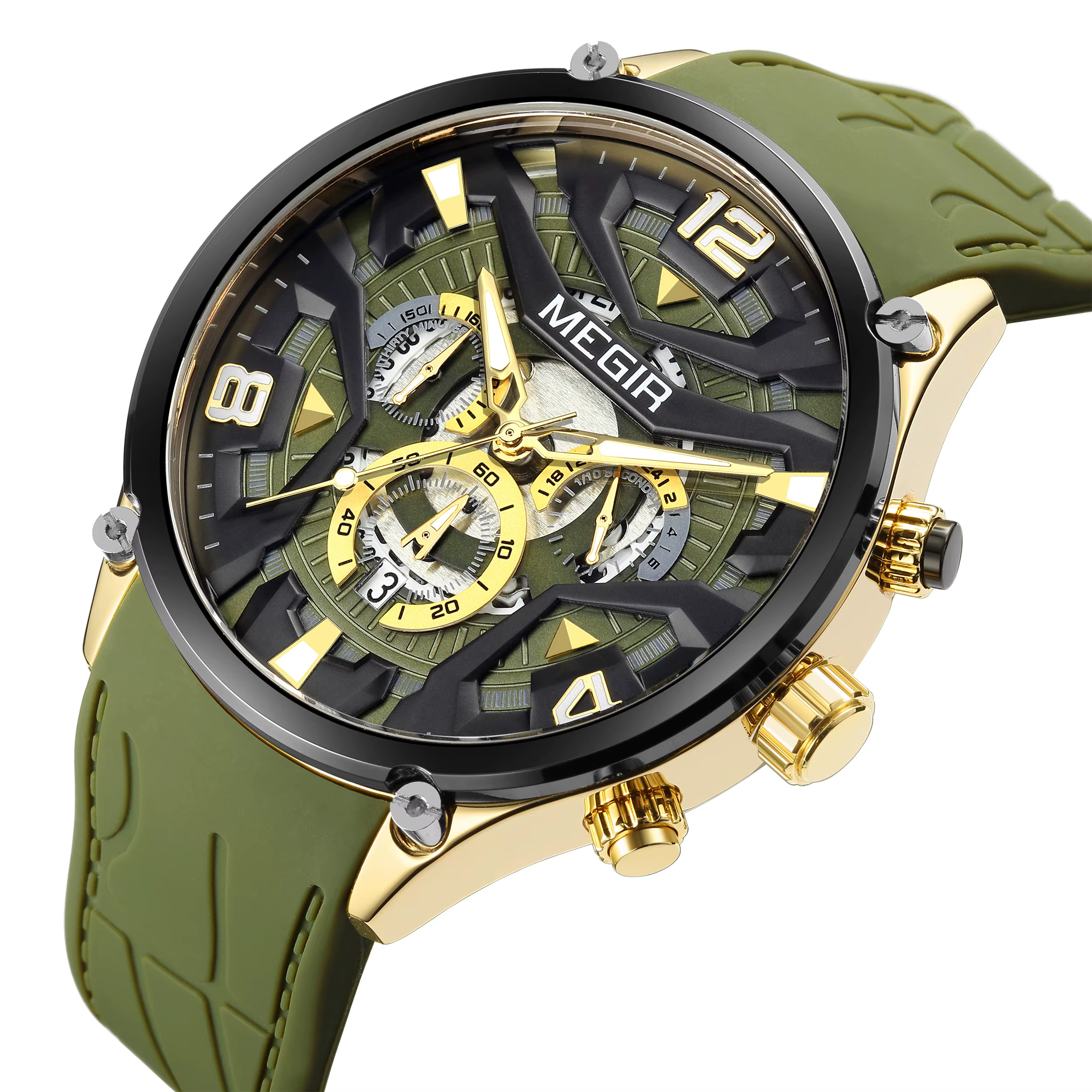 Montre MEGIR 2222 vert olive bleu marine