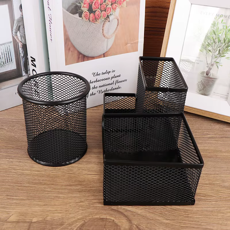 Support de rangement pour crayons, boîte de rangement, accessoires de bureau, ornement de bureau, organisateur de papeterie, porte-stylo créatif en métal