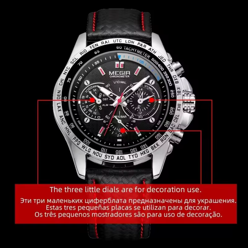 MEGIR 1010 montre à Quartz pour hommes populaire Original de luxe marque de mode bracelet en cuir horloge de sport