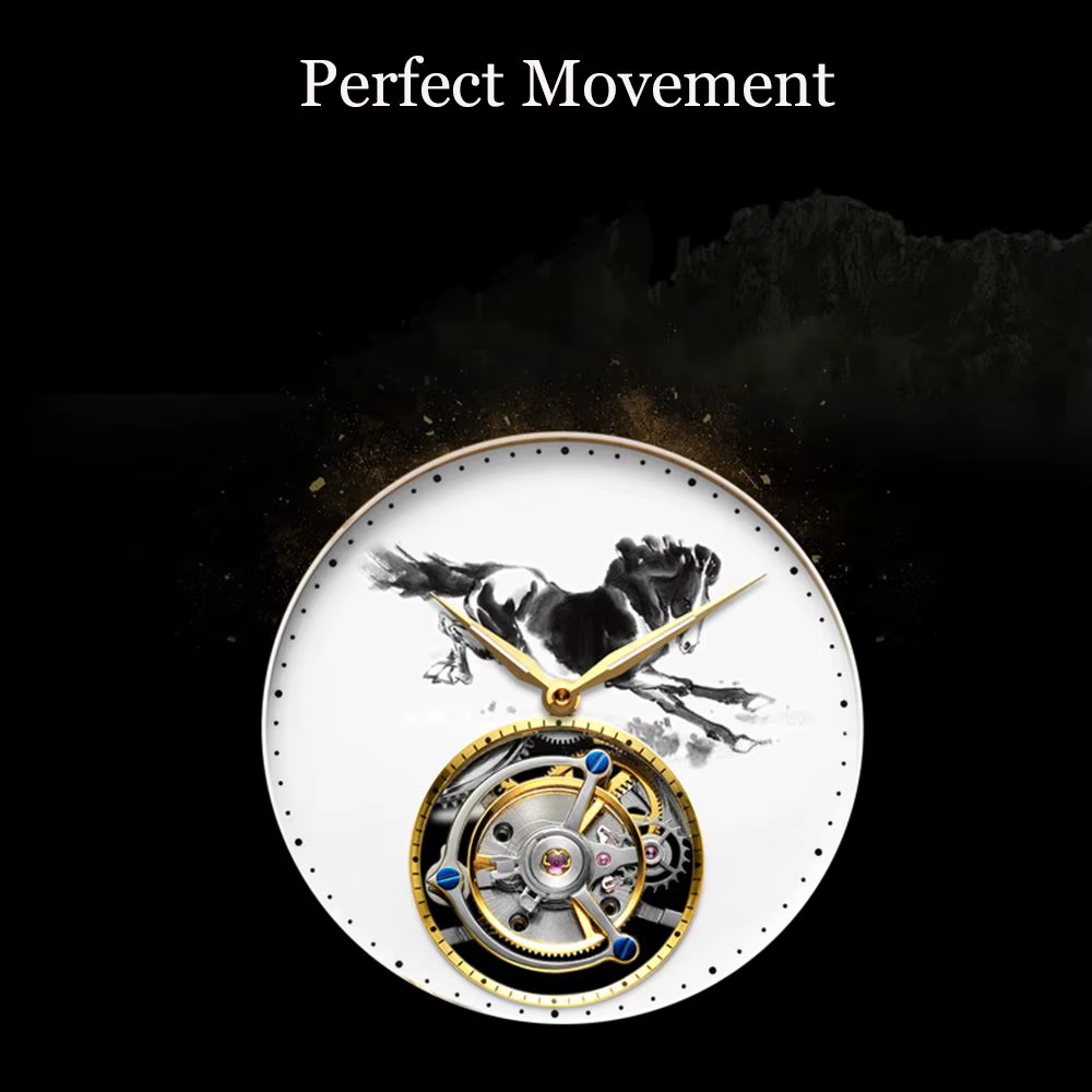 AESOP Tourbillon montre squelette pour hommes Double face pierres précieuses verre boîtier en acier fin étanche montres