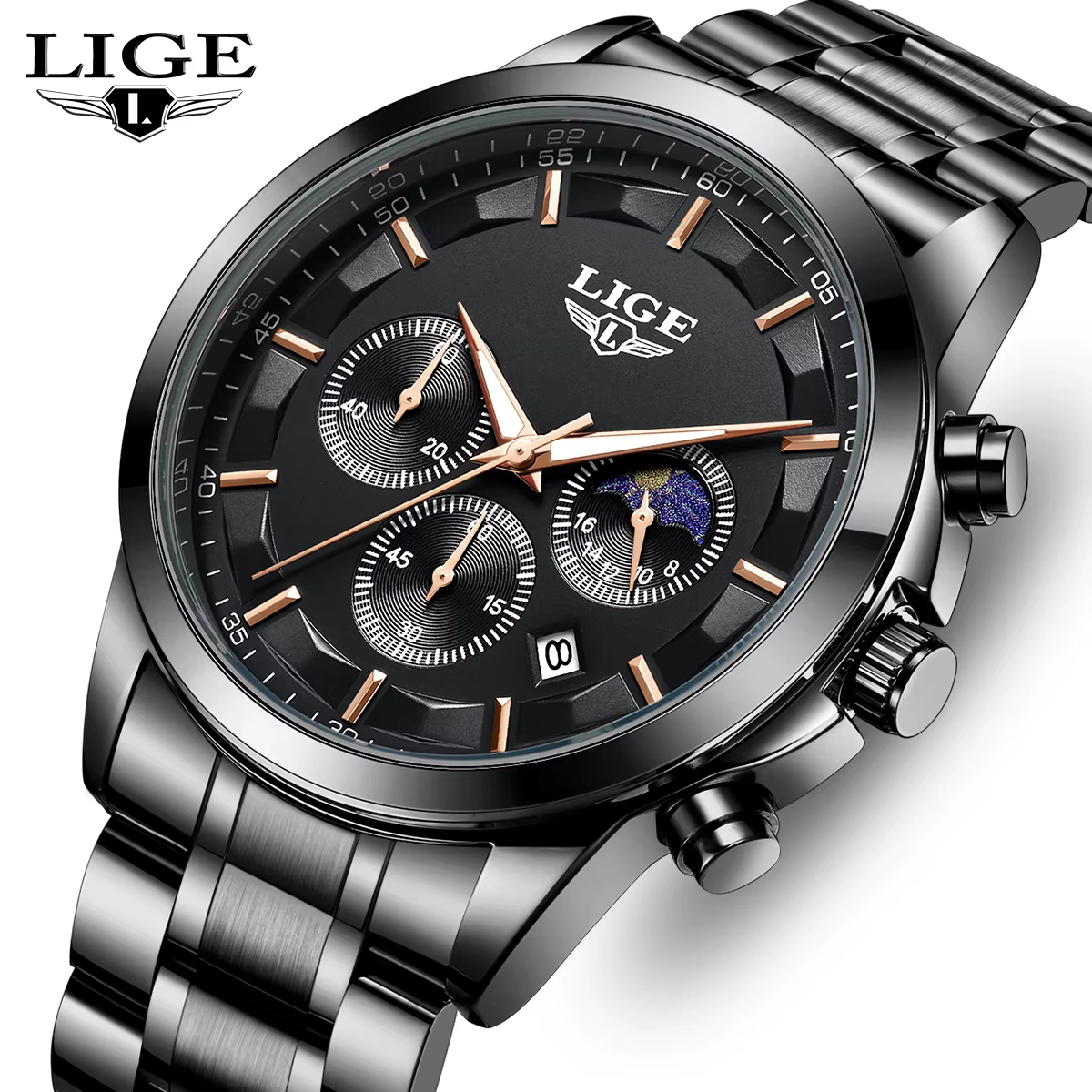 LIGE montres d'affaires hommes Top marque de luxe montre-bracelet à Quartz 3Bar étanche chronographe montre lumineuse pour Gentleman cadeau + boîte