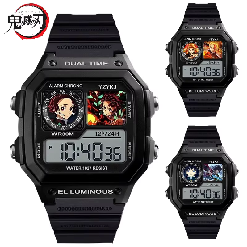 Demon Slayer Tanjirou hommes montres de sport Anime multifonction étanche montre-bracelet montre numérique en plein air horloge électronique cadeau