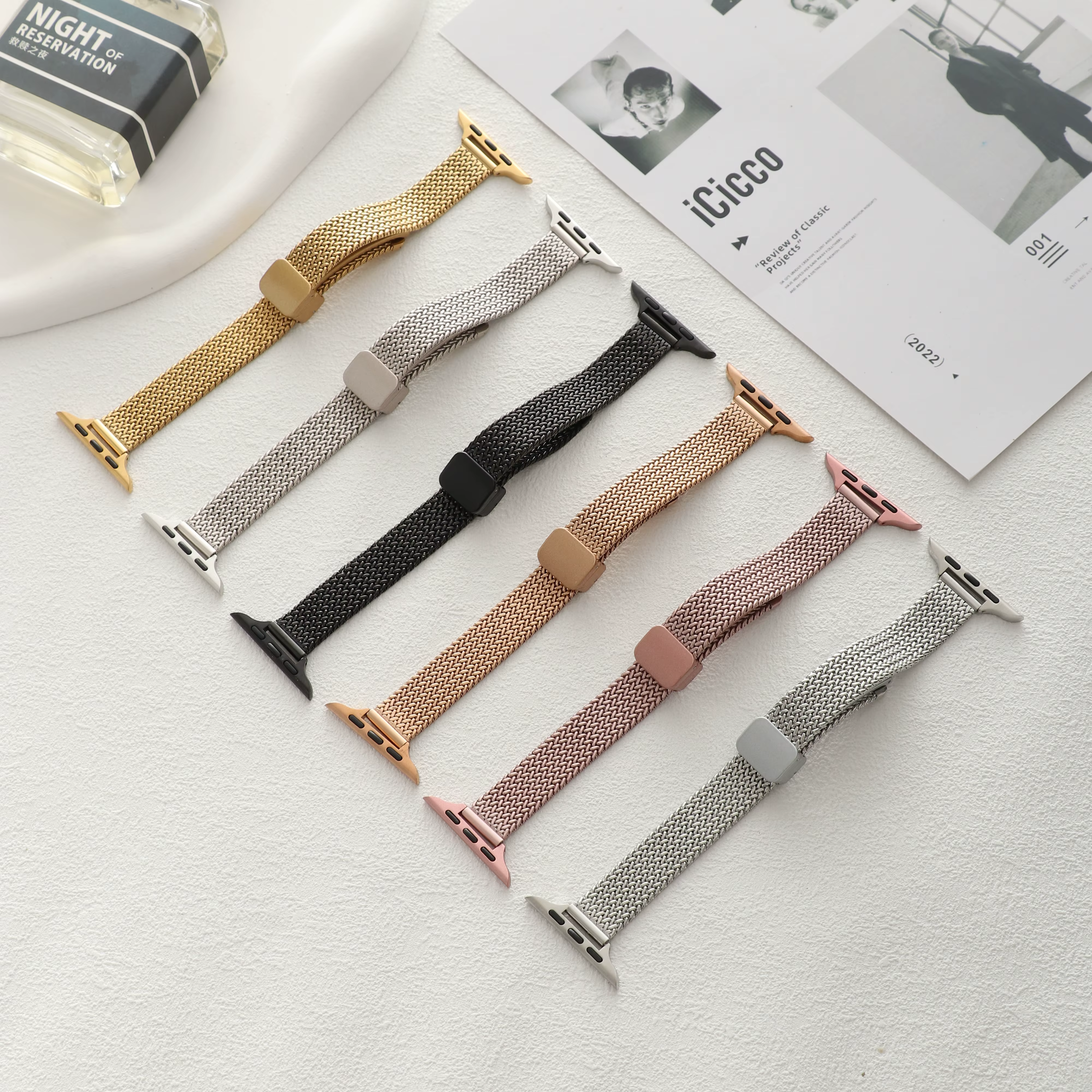 Bracelet magnétique en métal mince de luxe pour IWatch 9 8 7 SE 6