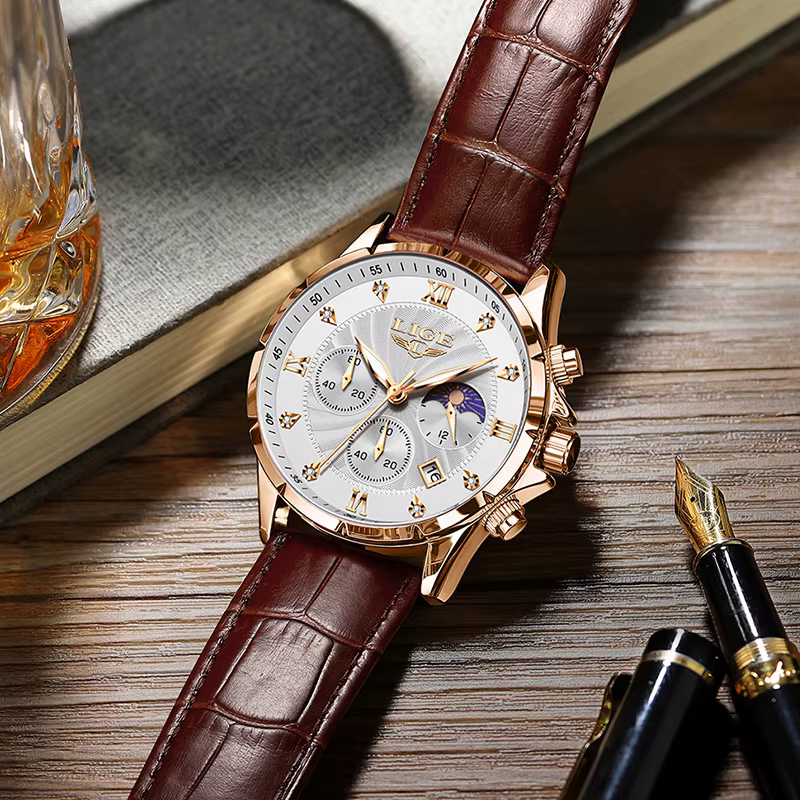 LIGE décontracté hommes montres homme d'affaires montre de luxe lumineux chronographe Date étanche montre-bracelet