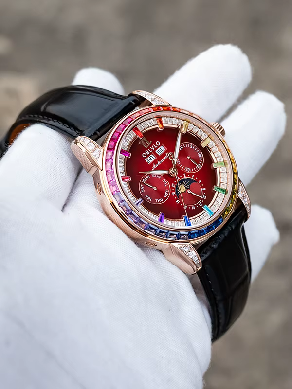 OBLVLO montre automatique pour hommes 40mm montre-bracelet mécanique 5ATM lunette en cristal lumineux année