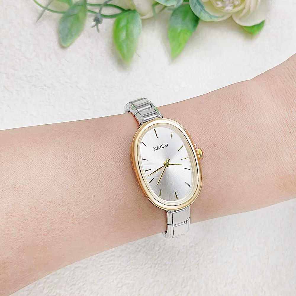 GEMOSA Design de mode moderne ovale montres à quartz décontractées femmes dames en acier inoxydable largeur 9mm bracelet fête anniversaire cadeau parfait