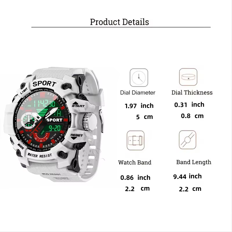 Montres de Sport de mode hommes montre-bracelet résistante aux chocs LED alarme chronomètre horloge militaire