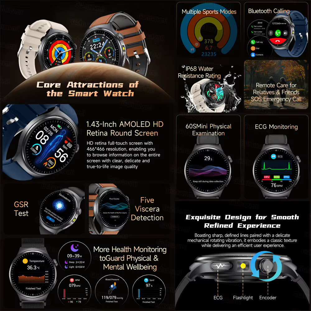 Nouvelle montre intelligente ECG précise analyse de la santé cardiaque pression d'oxygène dans le sang appel BT montres intelligentes ECG pour hommes femmes film de protection